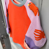 Faires Langarmshirt Kinder | Oktopus Orange Flieder