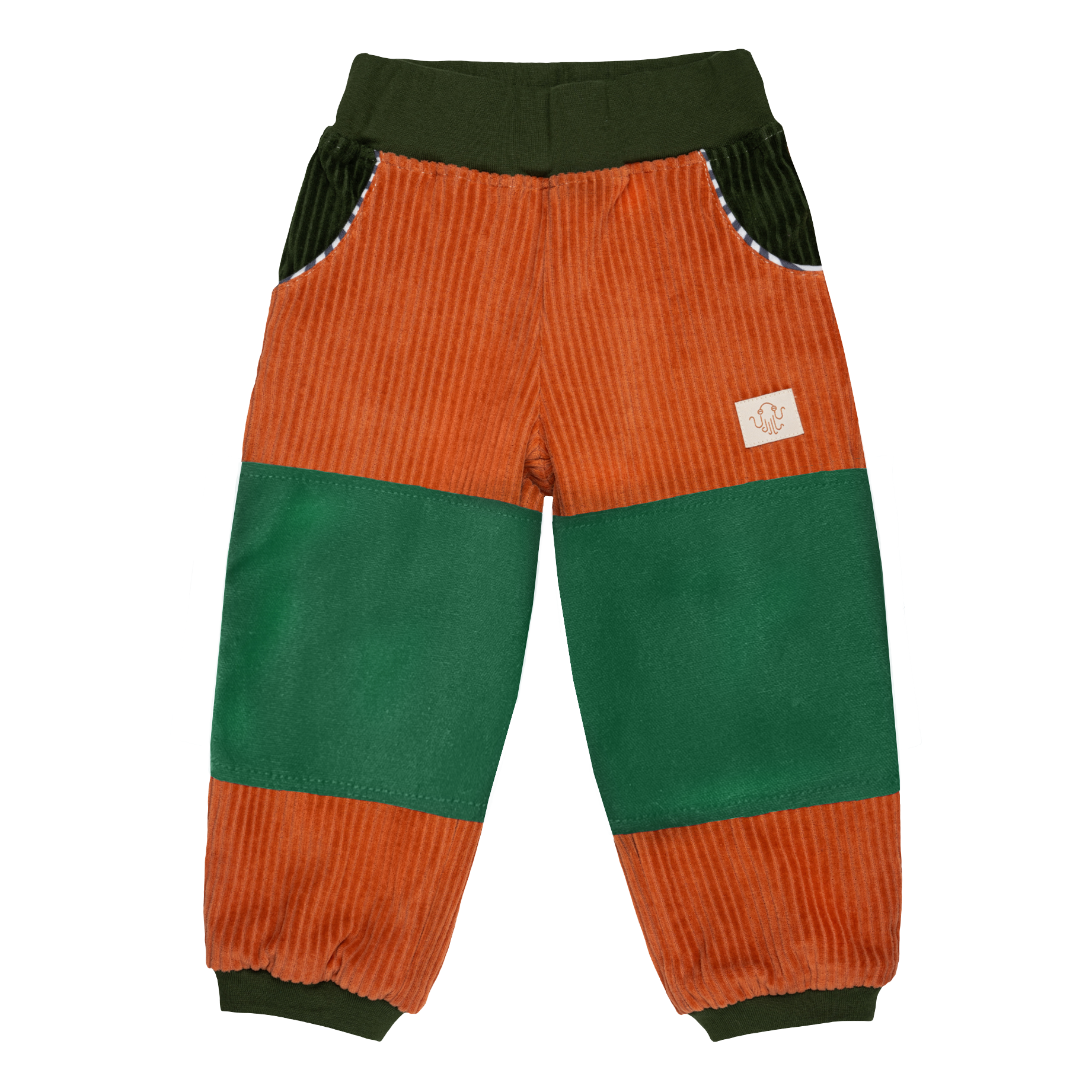 Kinderhose Ino | Bio-Cordnicki | Orange Grün